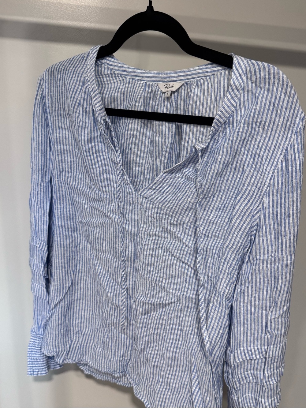 Rails Blue and White Striped Button-Down Blouse